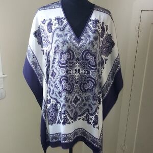 Michael Kors Purple and White Paisley Swimming Cover. S/M.